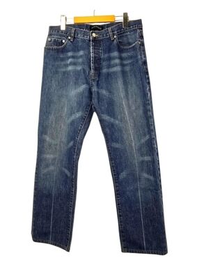Club Monaco Men’s Straight Leg Jeans Blue Button Fly Distressed Size 34